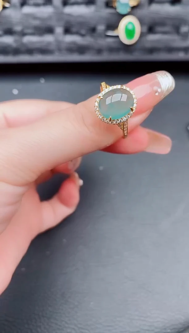 翡翠戒指银S925镶嵌天然a货翡翠128