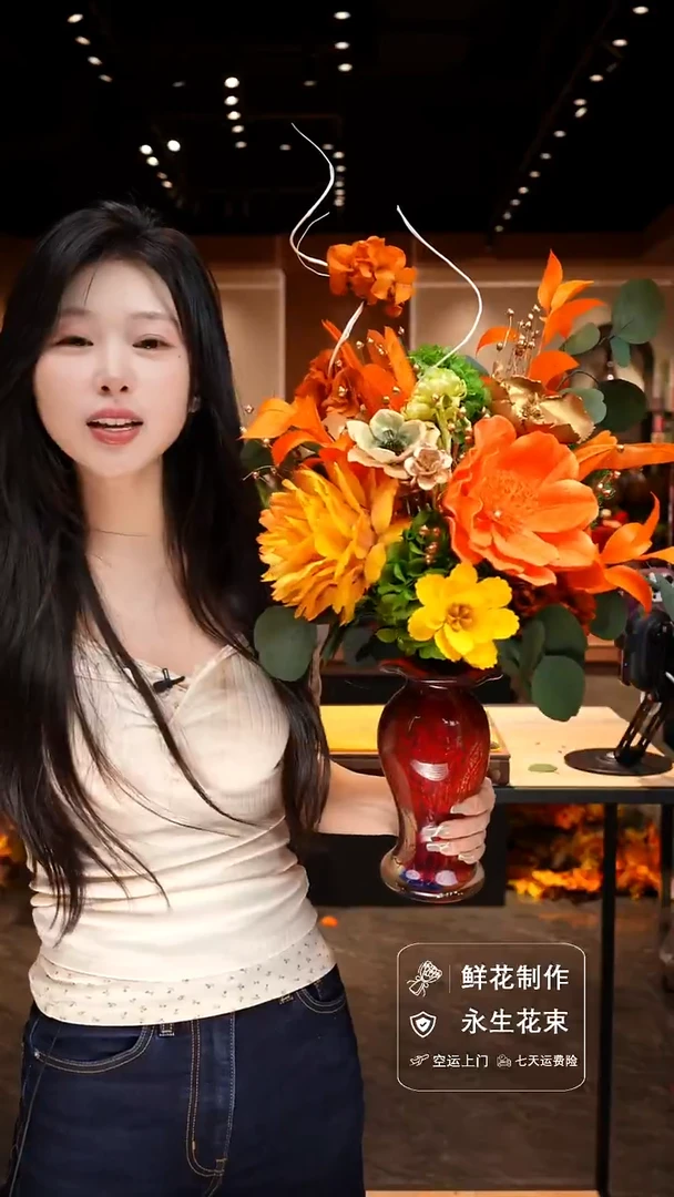手工艺品琉璃手工花器花束空运包邮送货上门-以图片为准
