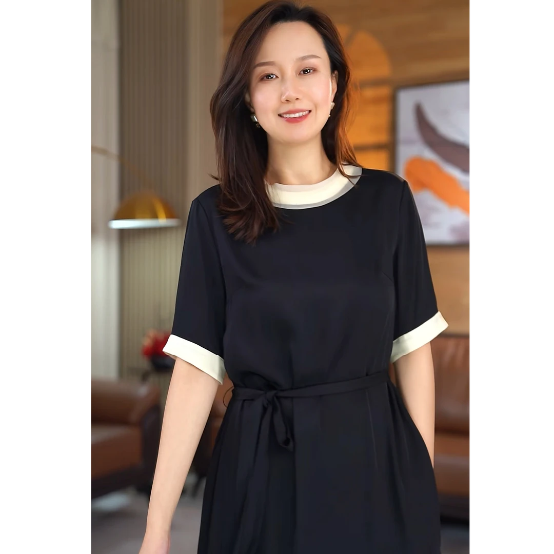 【繁花似锦】大牌轻奢时尚休闲百搭桑蚕丝连衣裙82497896