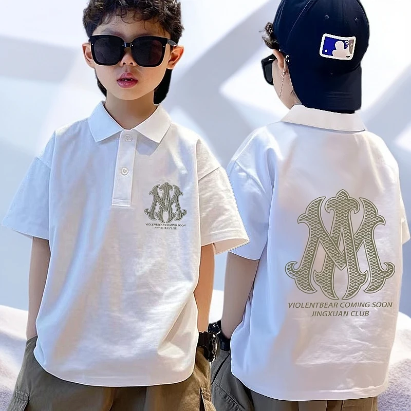 儿童T恤Polo衫男童2025夏季新款纯棉男孩帅气翻领短袖上衣潮童装