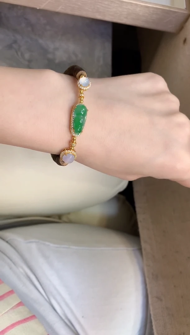 银S925镶嵌手串翡翠手串