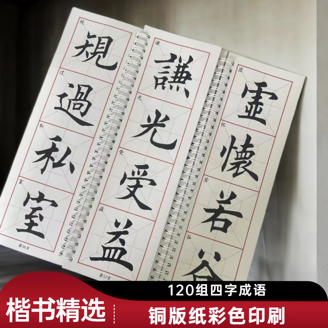 毛笔字楷书四字成语120组近距离临摹字卡90*285mm