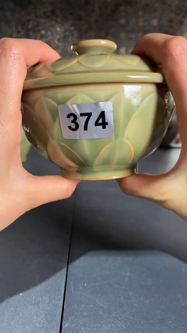 耀州窑仰山宋氏莲瓣盖碗微瑕374