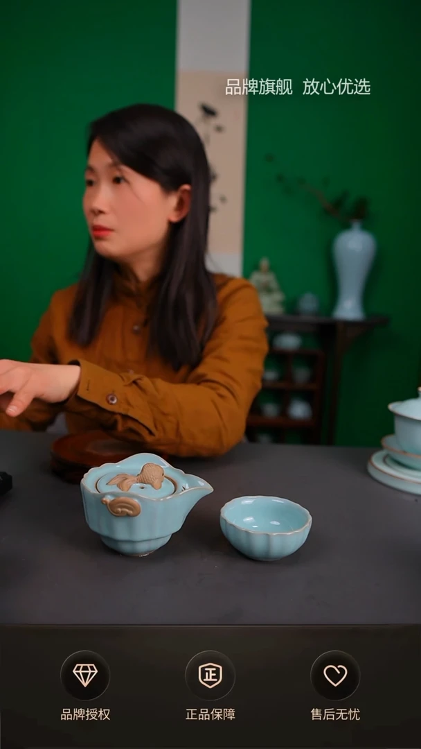 【闪购商品】天青鱼快客手抓壶 一壶一杯 不完美