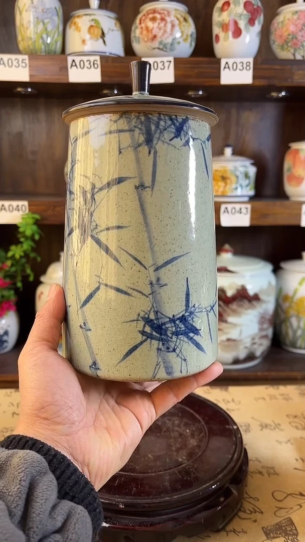【闪购商品】纯手工手绘竹报平安储物罐