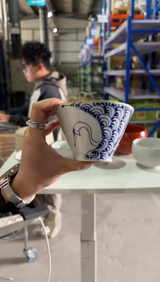 玻璃纸青鶴 568碗高台（青）