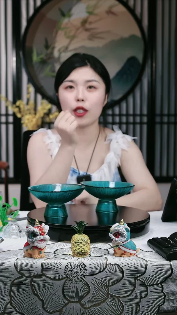 水晶玻璃无手柄款高脚小吃碟绿色