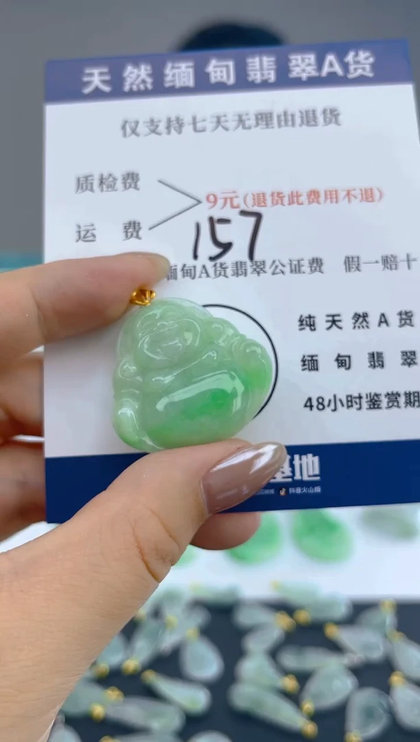 颈饰18K金镶嵌翡翠天然A货翡翠