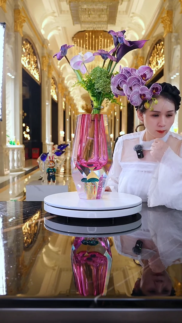 摆件AJ05501金红水母琉璃大花瓶