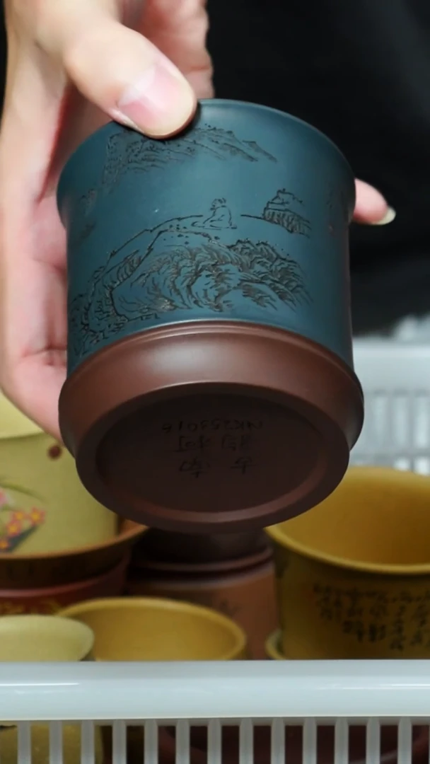 茶杯紫砂南柯记全手刻杯