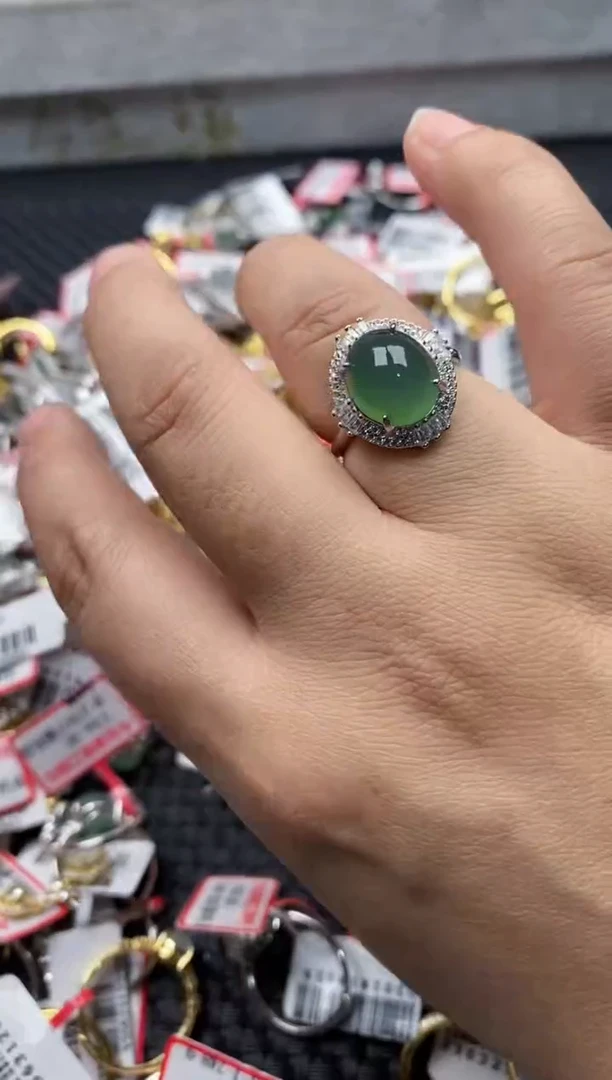 【闪购商品】翡翠戒指银S925镶嵌555555---4