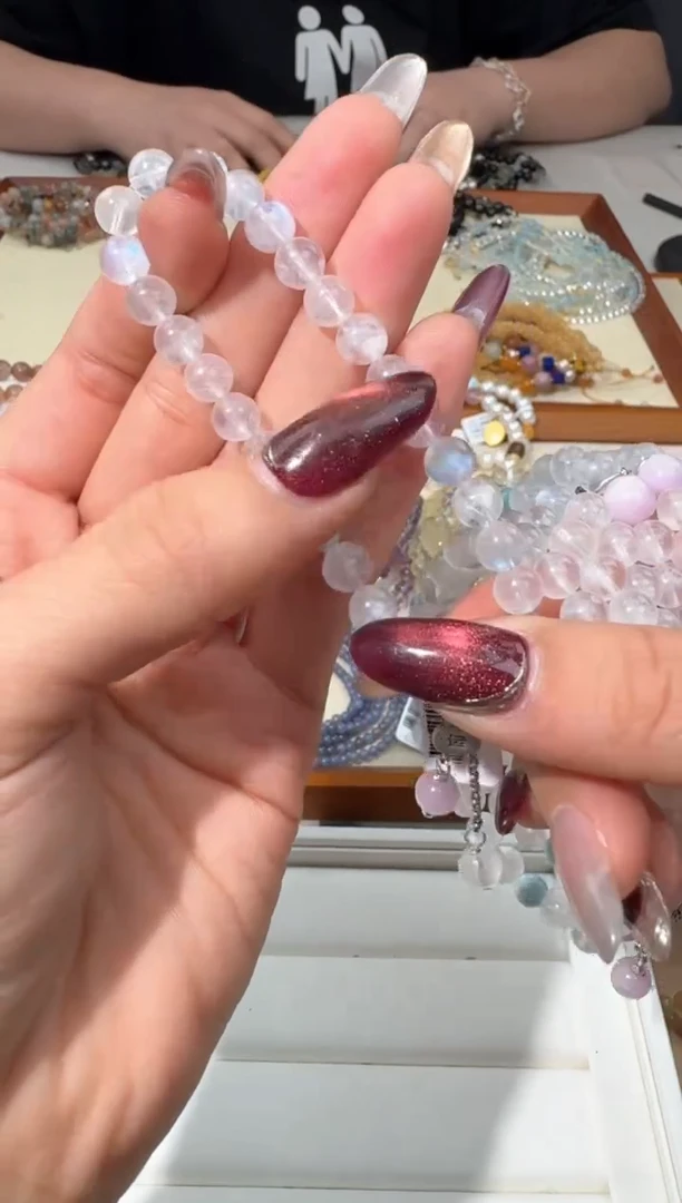 【闪购商品】水晶手链银S925镶嵌B034蓝月海纹紫锂单珠设计款