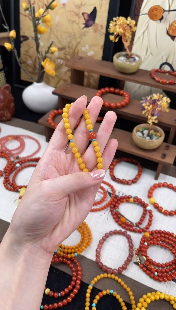 手链蜜蜡未镶嵌QF-A369 单圈蜜蜡6mm