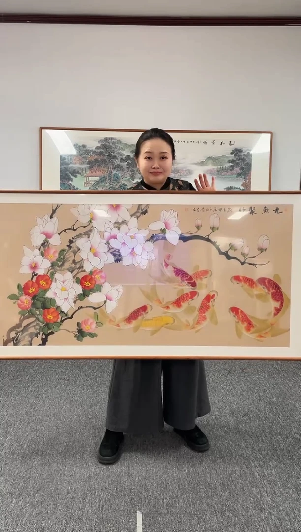 【闪购商品】国画九鱼图155*76陈景芝