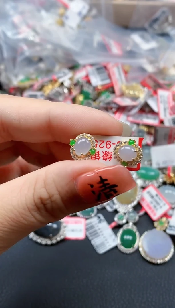 银S925镶嵌戒指翡翠天然A货缅甸翡翠