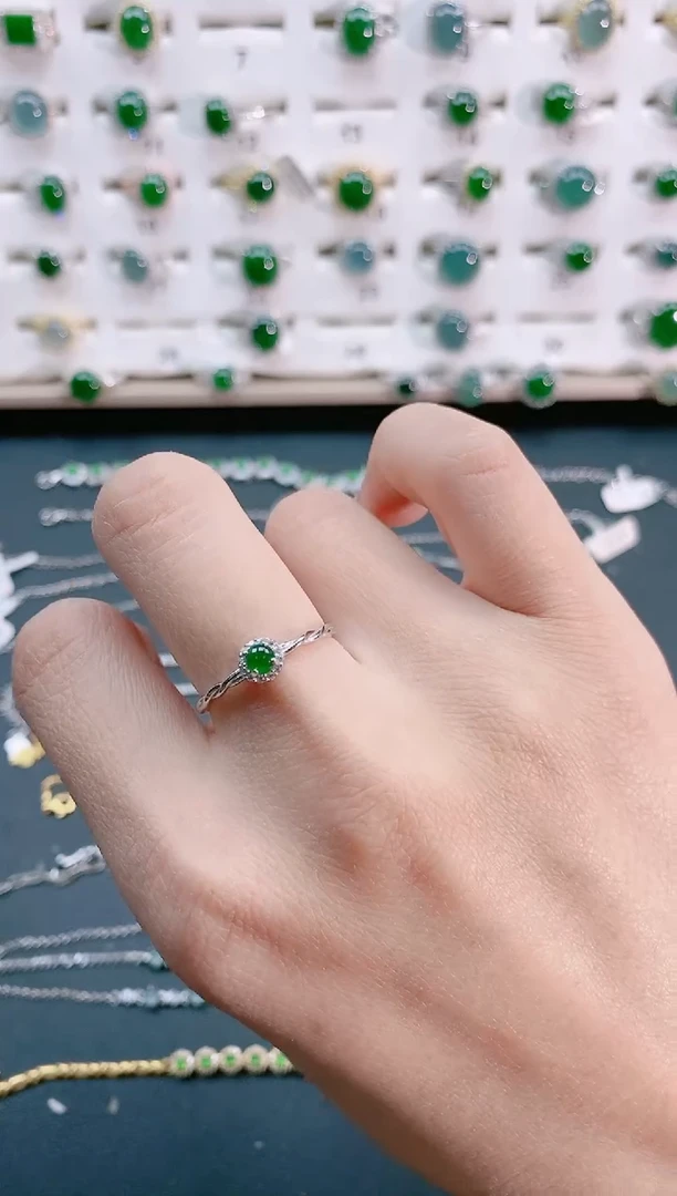 【闪购商品】翡翠戒指银S925镶嵌天然翡翠