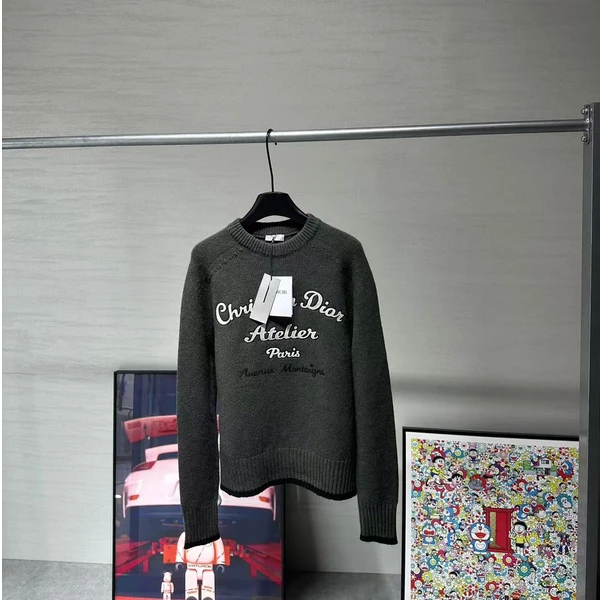 全新未使用 DIOR/迪奥 Dior 字母图案圆领长袖针织毛衣/公价9900