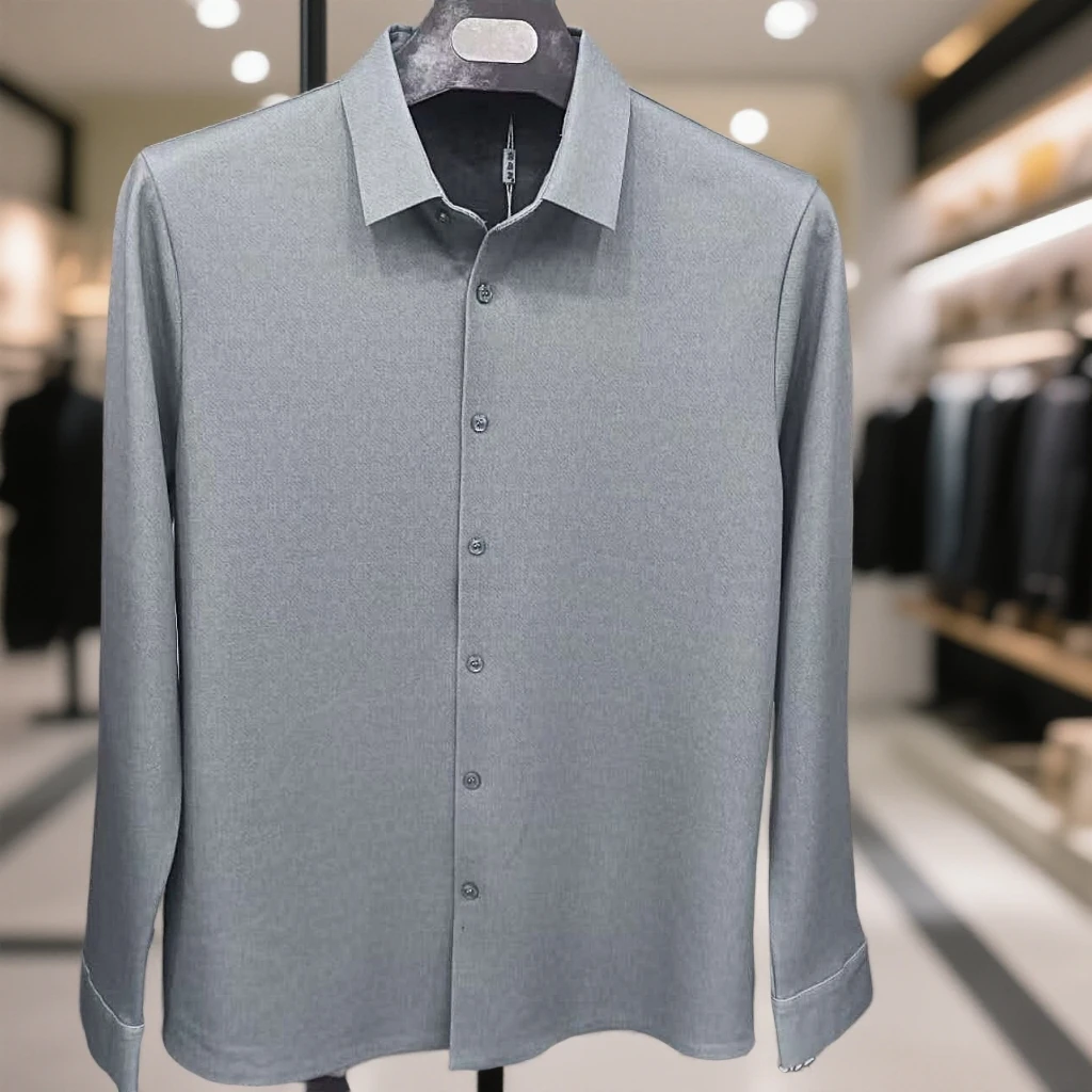 【7398】加绒男士商务衬衫弹力百搭长袖