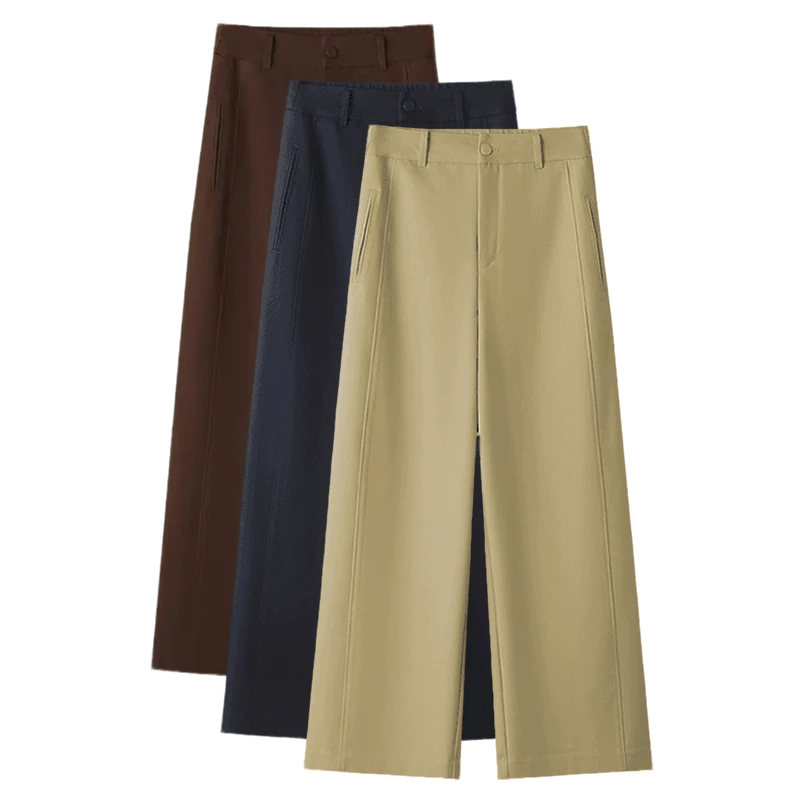 2025秋季新款 A版阔腿裤高腰显瘦宽松女士小个子九分裤休闲直筒裤