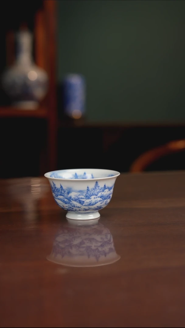晓月柴窑 雪景主人杯