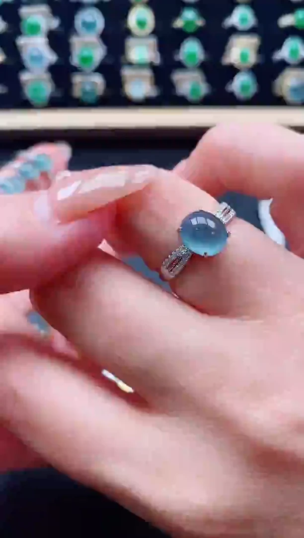 银S925镶嵌戒指翡翠1