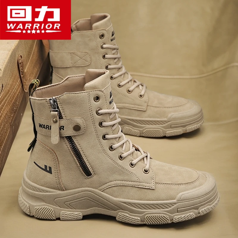 回力男鞋2025秋季新款户外登山耐磨马丁靴男士复古机车工装休闲鞋