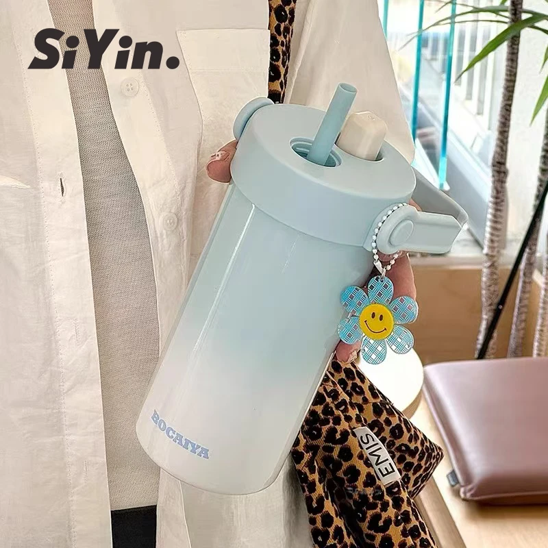 水杯保温杯女生高颜值陶瓷内胆咖啡随行杯便携学生户外吸管杯子