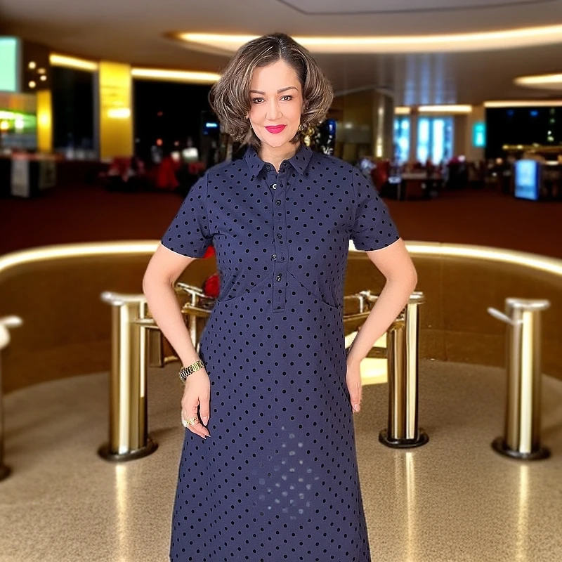 【包邮】纯棉小波点百搭经典洋气休闲连衣裙出行#9192