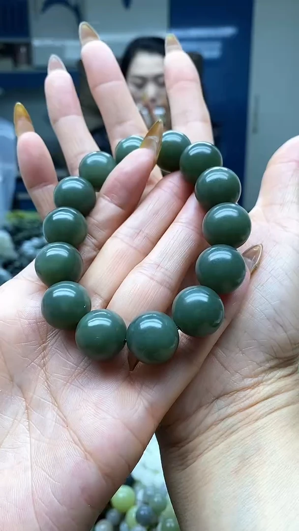 未镶嵌手串和田玉且末蓝粉青16