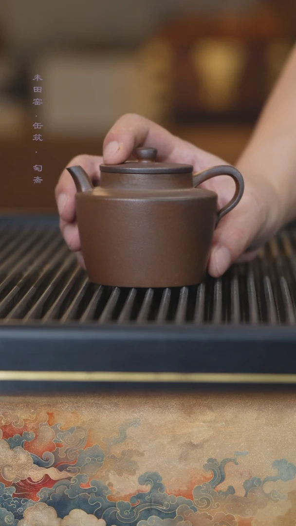 茶壶紫砂柴烧天青折肩宫灯170cc