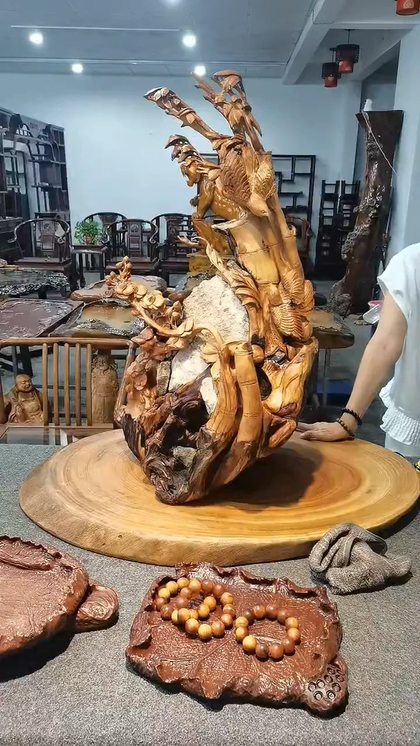 木崖柏，摆件，手工雕刻，