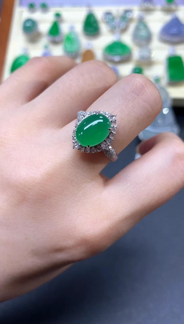 【闪购商品】翡翠戒指18K金镶嵌戒指|17650+1765