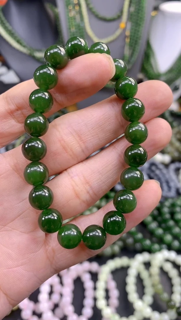 未镶嵌手串和田玉和田玉碧玉卡10手串