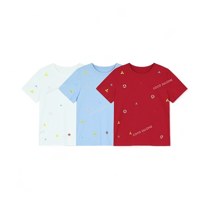 【七七私服】（彩虹）2025早春100%棉百灵达刺绣百搭短袖820K