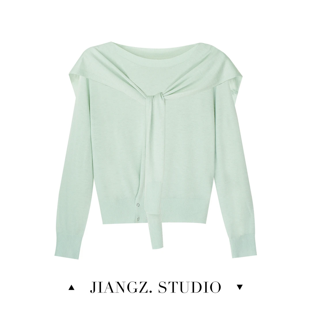 panii【清月】夏款凉感真两件洋气高级感披肩薄款针织衫打底上衣