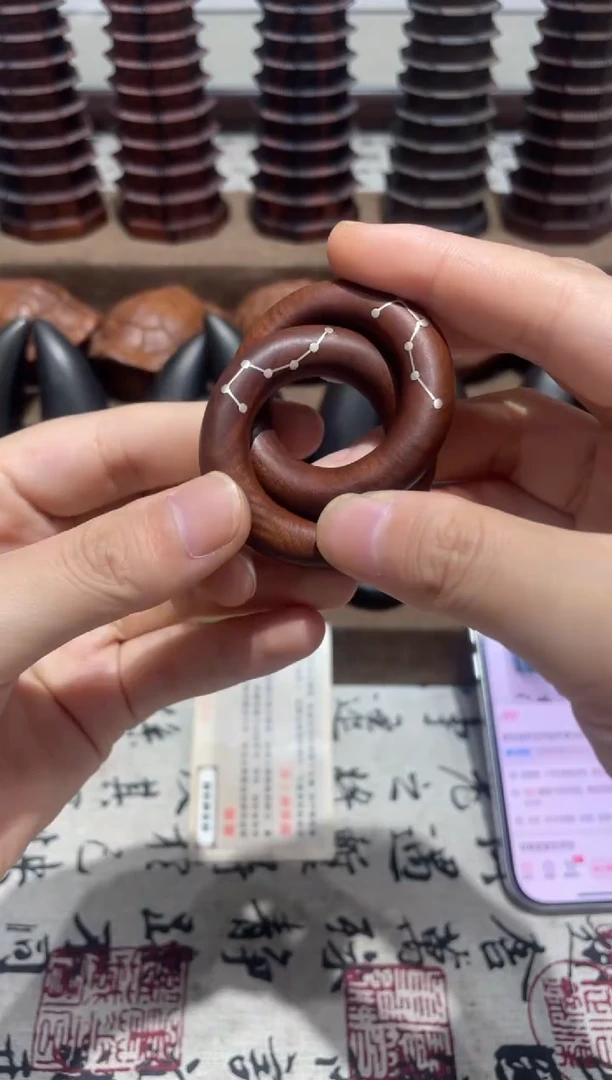 枣木镶银六七星内径2.5小乾坤圈