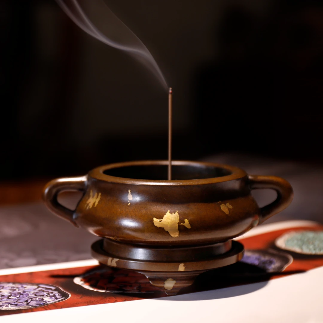 【苏工】纯铜蚰龙双耳炉家用客厅线香盘香供佛茶道禅意（素款）