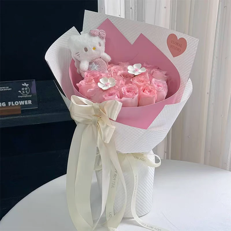 【喜儿】新款加厚尖角英文圆舞曲定型片网红包装花束造型片鲜花