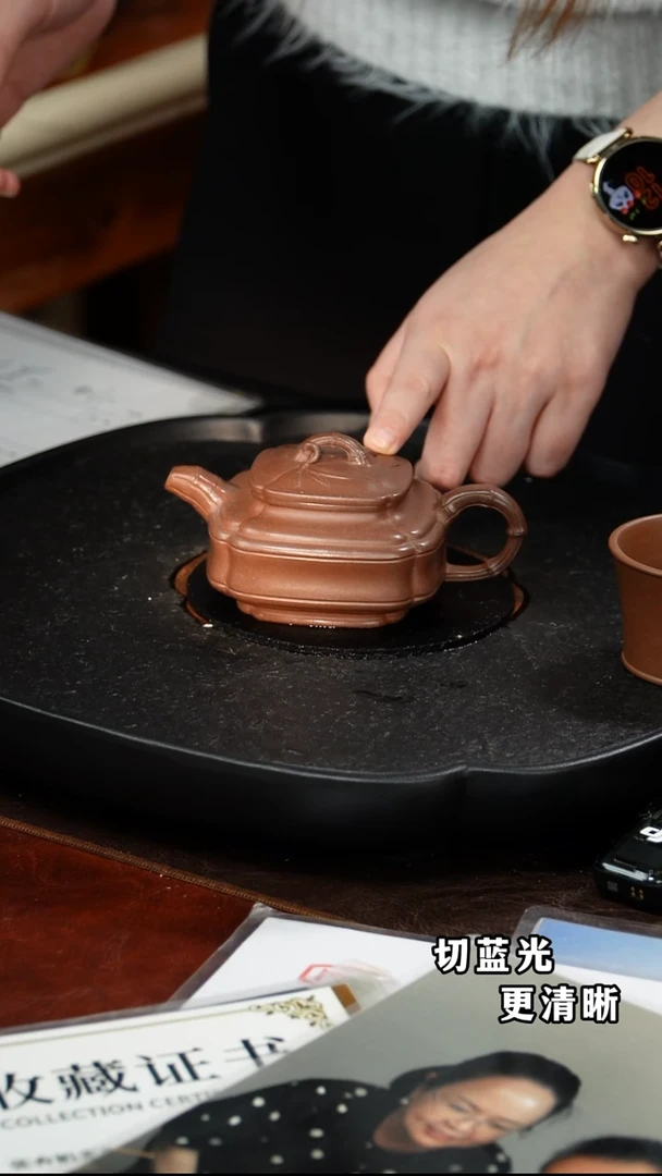 茶壶紫砂张杏娟   四方隐竹134  龙潭紫泥  180毫升