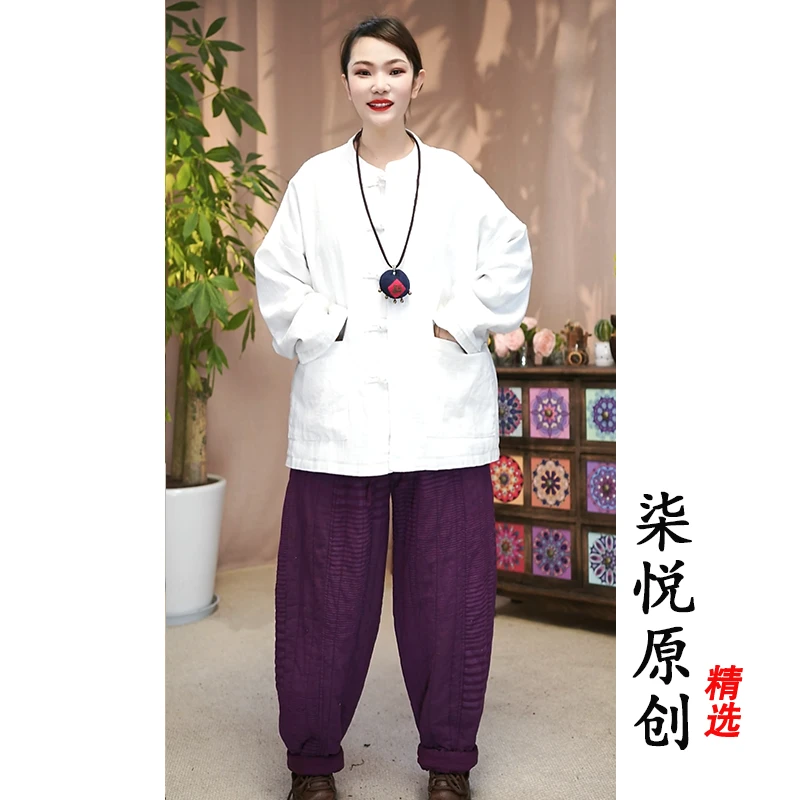 【小柒与麻】复古做旧炒色立领盘扣双层外套（衣长77胸围126）