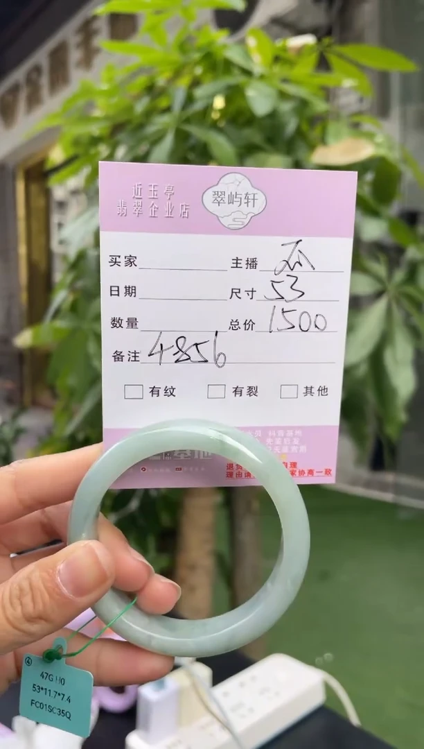 未镶嵌手镯翡翠G 53正圈 4856