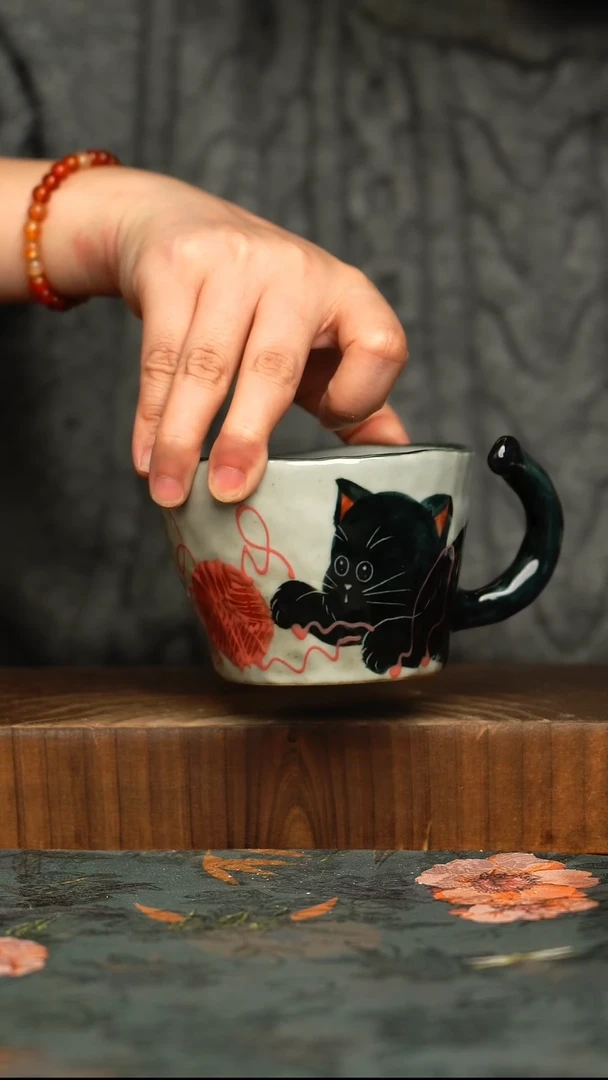 杯釉下彩手工手绘同款陶器