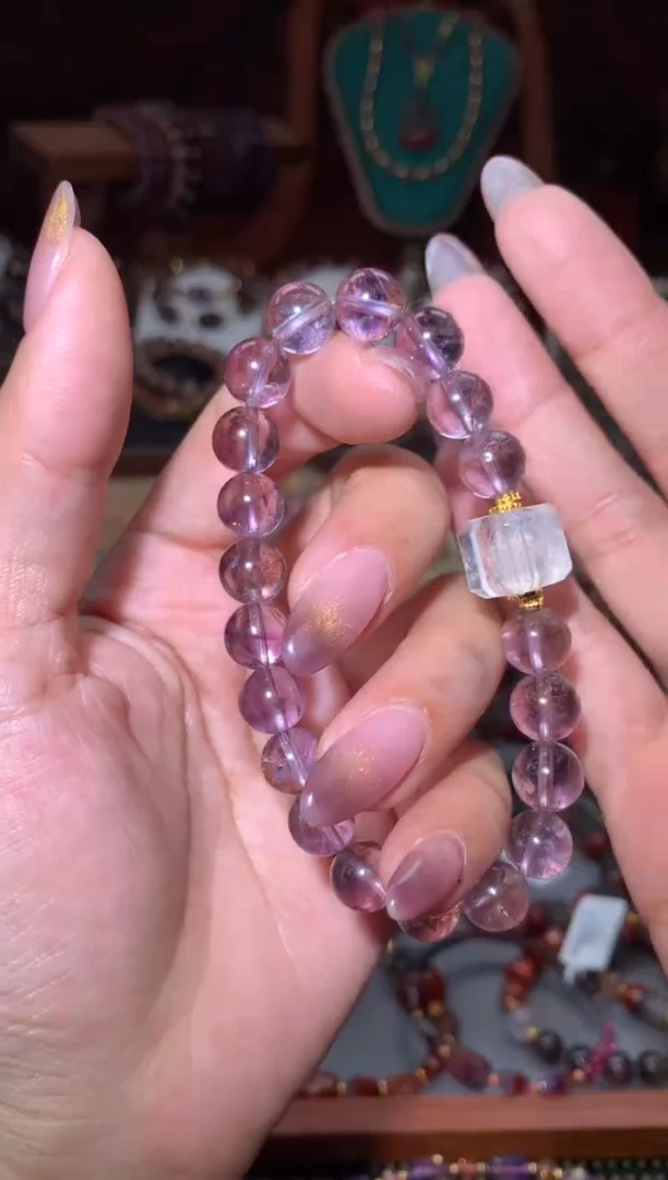 未镶嵌珠宝半成品水晶紫胶花蓝针DIY手串