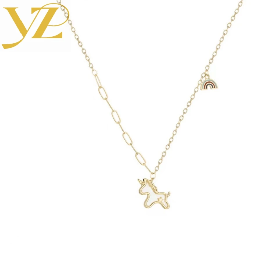 铜合金项链 3042独角兽轻奢时尚可爱百搭小众简约ins坠链项链