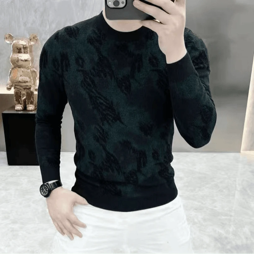 高档轻奢毛衣男士秋冬新款时尚休闲针织衫百搭保暖男装打底衫8806