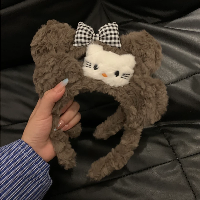 元气满满可爱毛绒猫咪发箍女秋冬新款洗脸化妆头箍卡通发饰