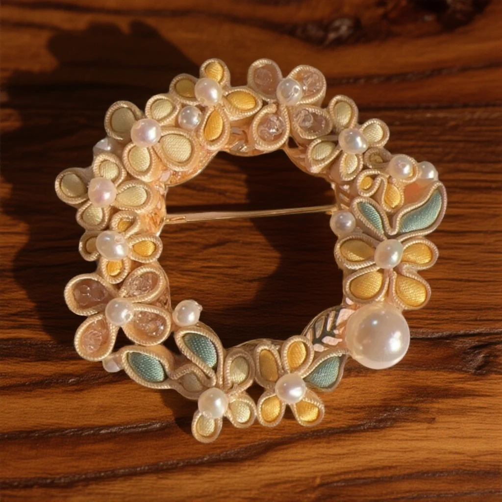 非金属布艺胸针 手工盘扣桂花手作胸针气质百搭小众复古精美仙气