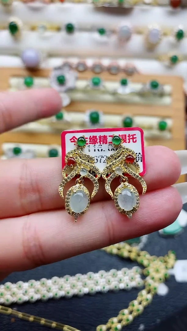 银S925镶嵌戒指翡翠1