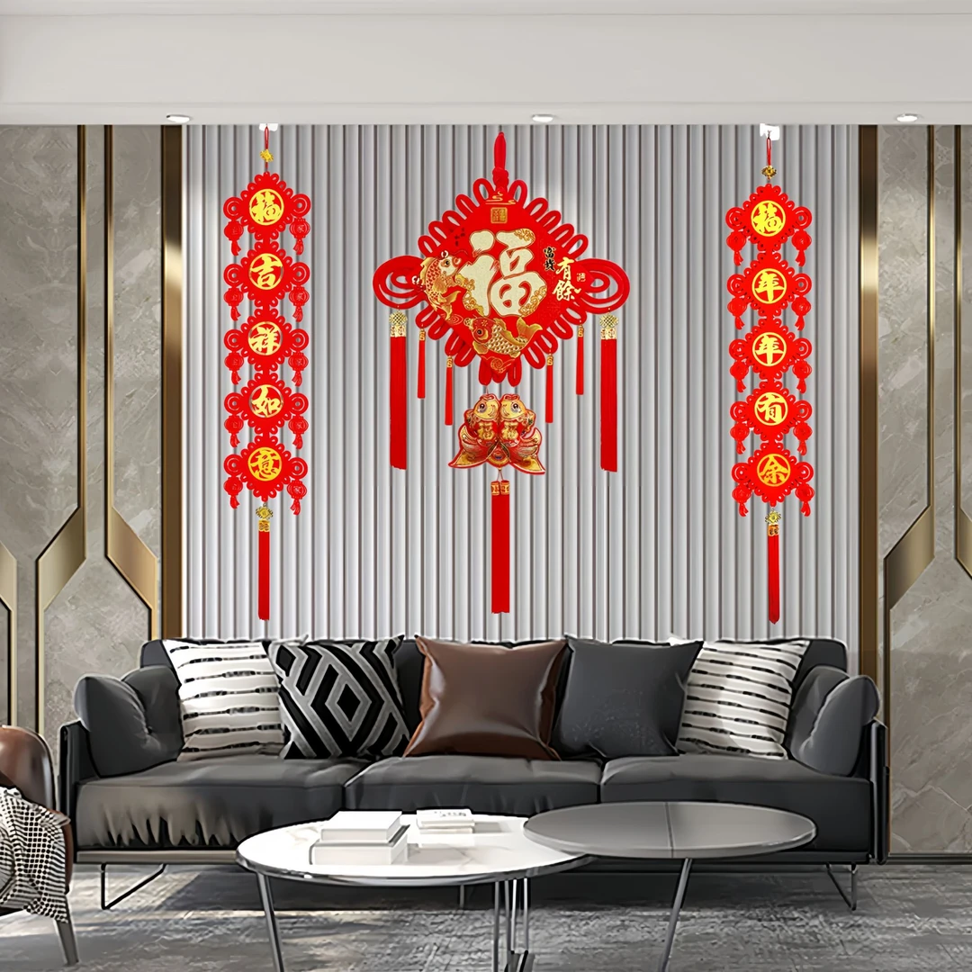 大号中国结对联平安福字立体喜庆吉祥装饰用品客厅背景墙玄关挂件