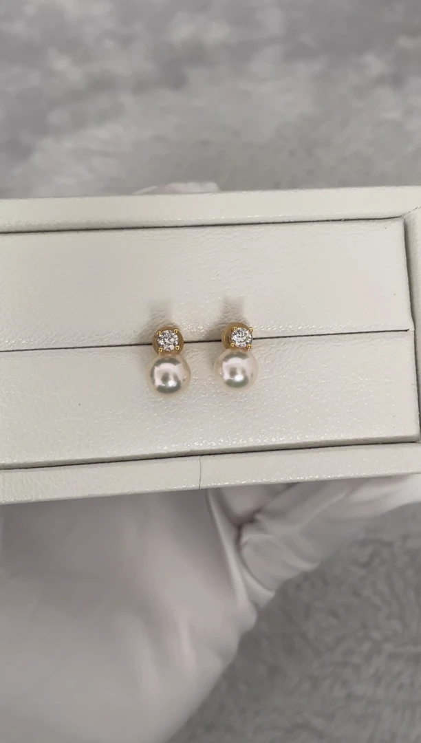 银S925镶嵌耳钉海水珍珠AK羽皇金戴妃8-8.5mm